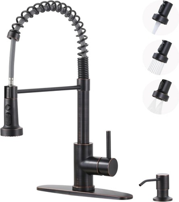 #ad #ad Oil Rubbed Bronze Kitchen Faucet Pull Down Sprayer Soap Dispenser Deck Plate RV $59.95