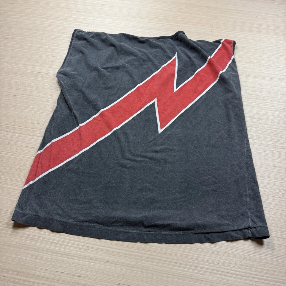 70s 80s Vintage Lightning Bolt Faded Black David Bowie T Shirt Large Concert - Image 4 of 4