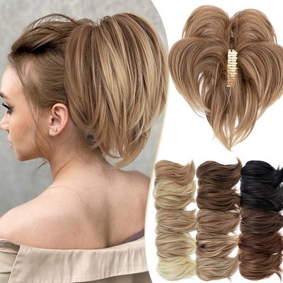 Dutt Haarteil Haargummi Wie Echthaar Haarverlängerung Glatt Clip Bun Messy Updo