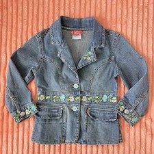 VTG Levi s Jeans for Girls Size 5 Floral Embroidered Denim Jean Jacket 90s Y2K