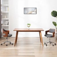 Drehbarer Esszimmerstuhl Grau Bugholz Stoff Sitzpolster Modernes Design