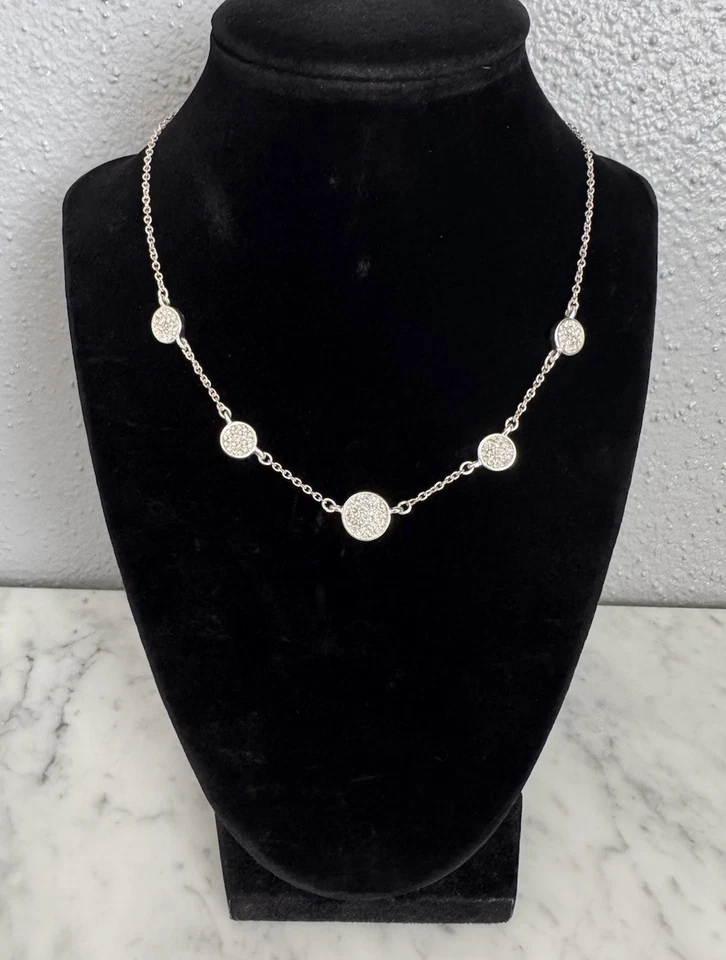 Anne Klein шикарный серебристого тона со стразами цепочка ошейник ожерелье 16» - Изображение 2 из 4