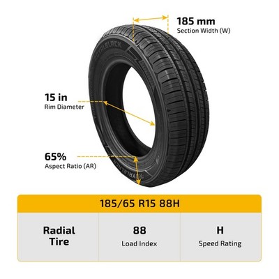 Performance TOURING 185/65R15 88H Tire 7.6mm Tread 560AA BSW 50000