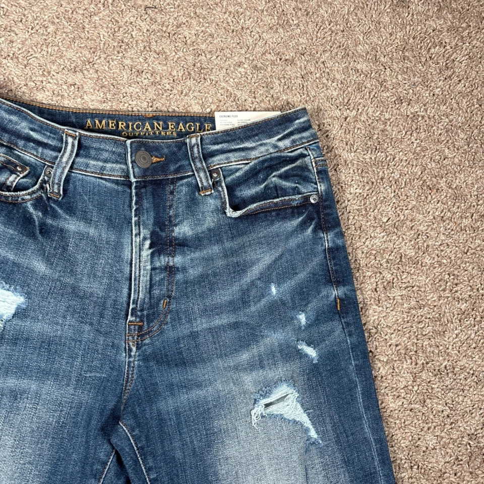 American Eagle Mens Denim Shorts Cutoff At Knee Extreme Flex Size 30 Distressed - Image 3 of 4