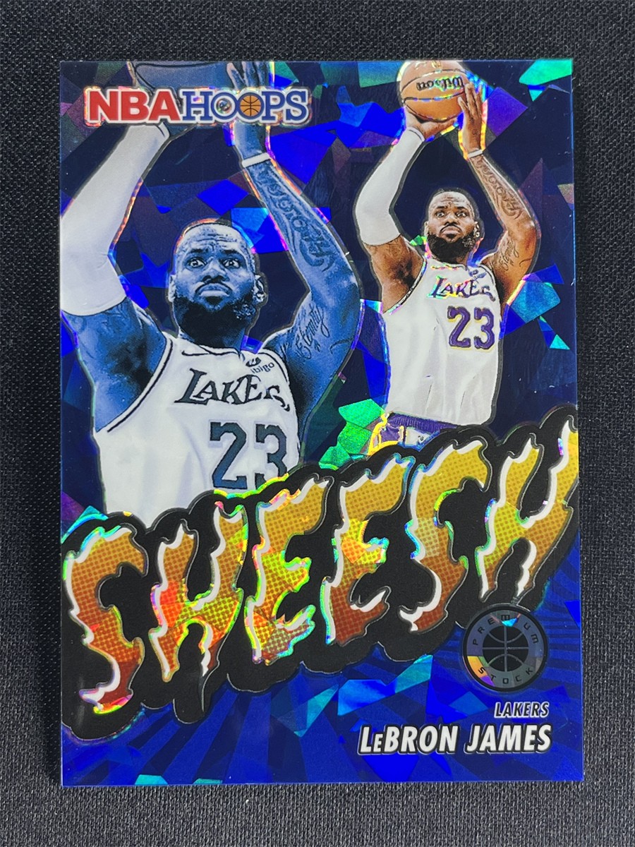 2023-24 NBA Hoops Premium Stock Lebron James #17 Sheesh Blue Cracked Ice /99