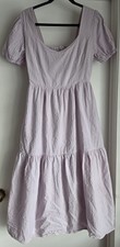 LOST + WANDER Tiered Maxi Dress M Purple Lilac Short Sleeve Boho Sustainable
