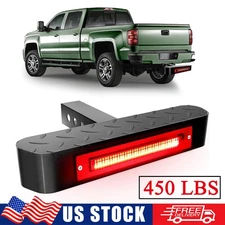 2" Receiver Trailer Tow Hitch Step Bar Bumper Guard with 6 Mode LED Brake Light