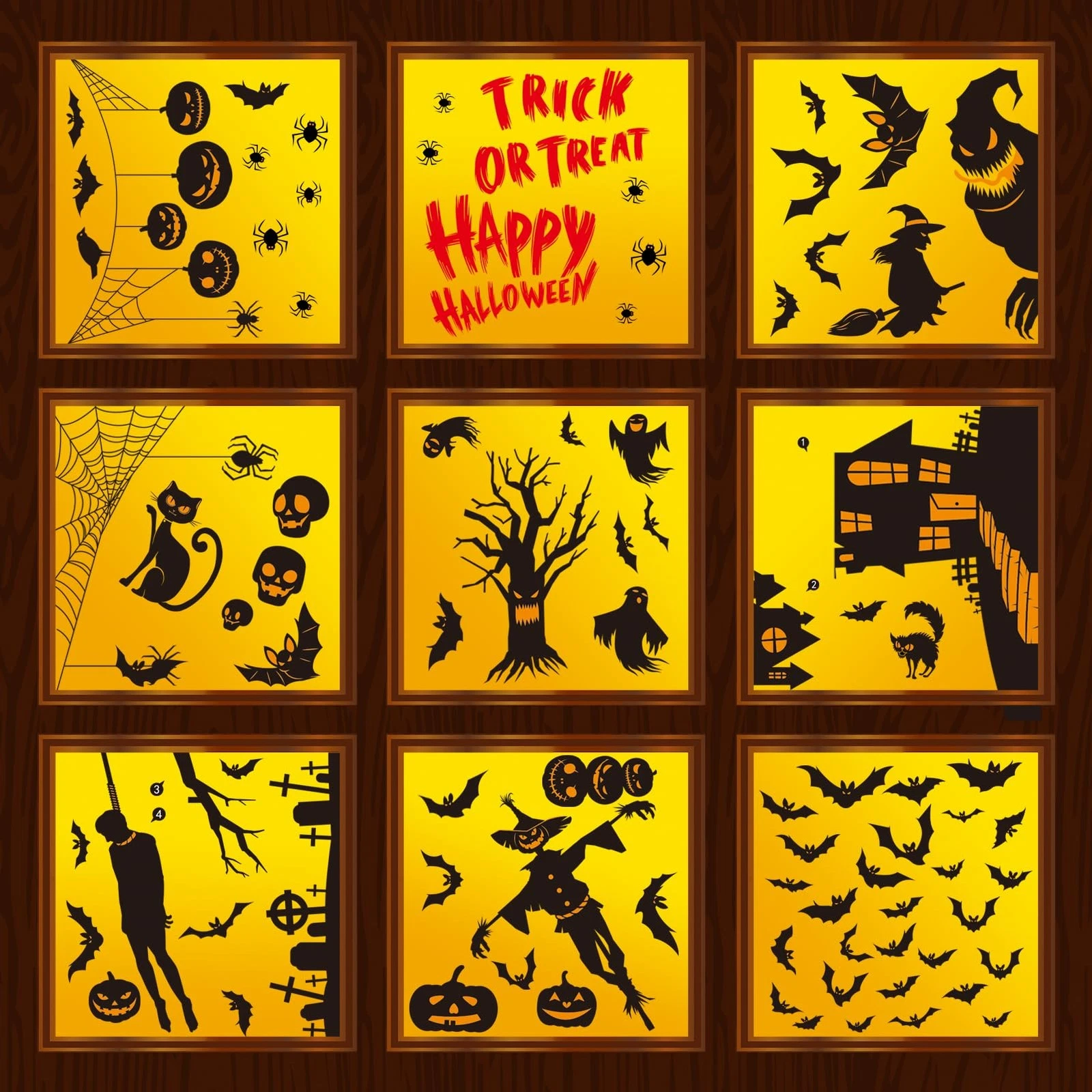 Halloween Window Clings - Zombie Vampire Party Decor Bloody Hand Footprints W...