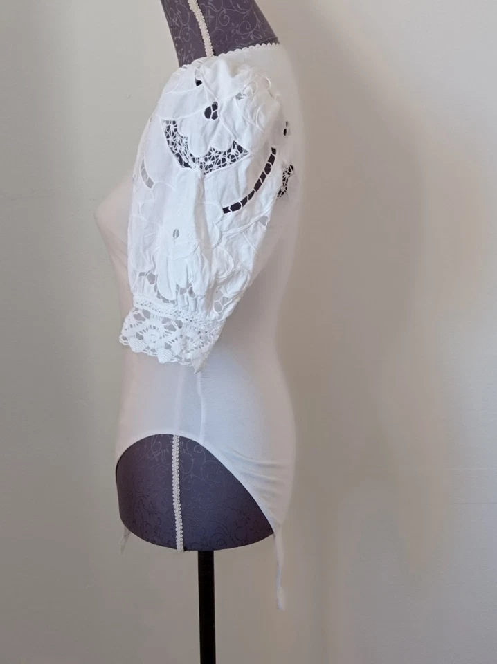 Trachtenbody weiß Body für Dirndl Mills Spitze Stickerei. Gr. 36/38 - Bild 3 von 4