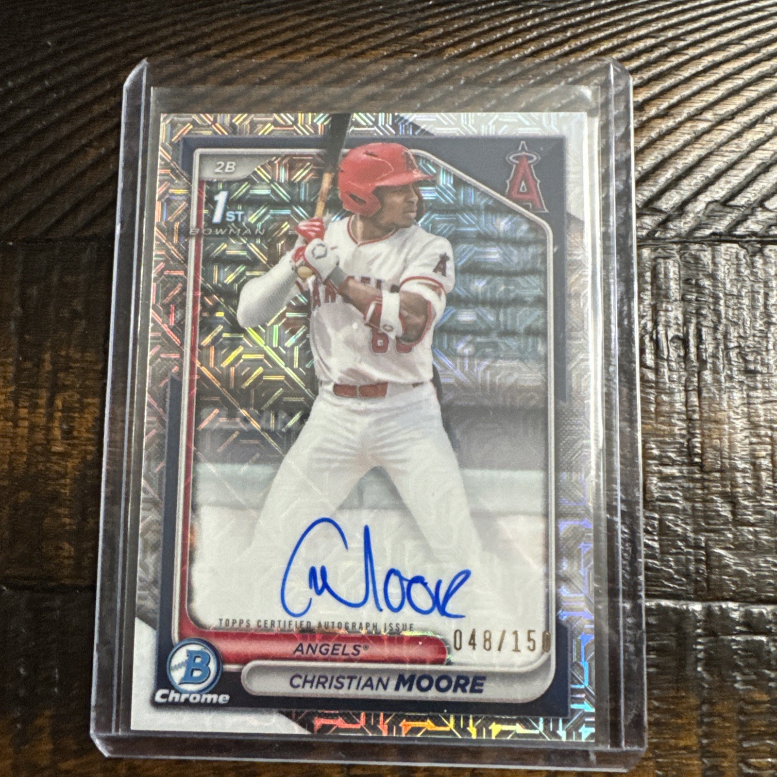 Christian Moore 2024 Bowman Chrome 1st HTA Choice Refractor Auto 48/150 Angels