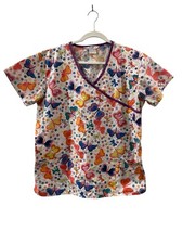 Just Love Women s Scrub Top Medical Uniform Scribble Butterflies Size Large