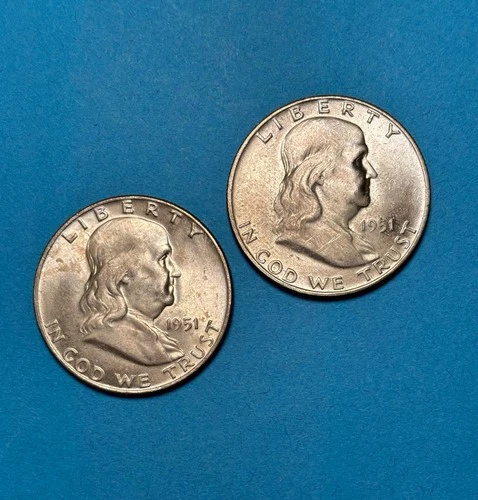 New Listing1951 D Franklin Half Dollars 90% Silver