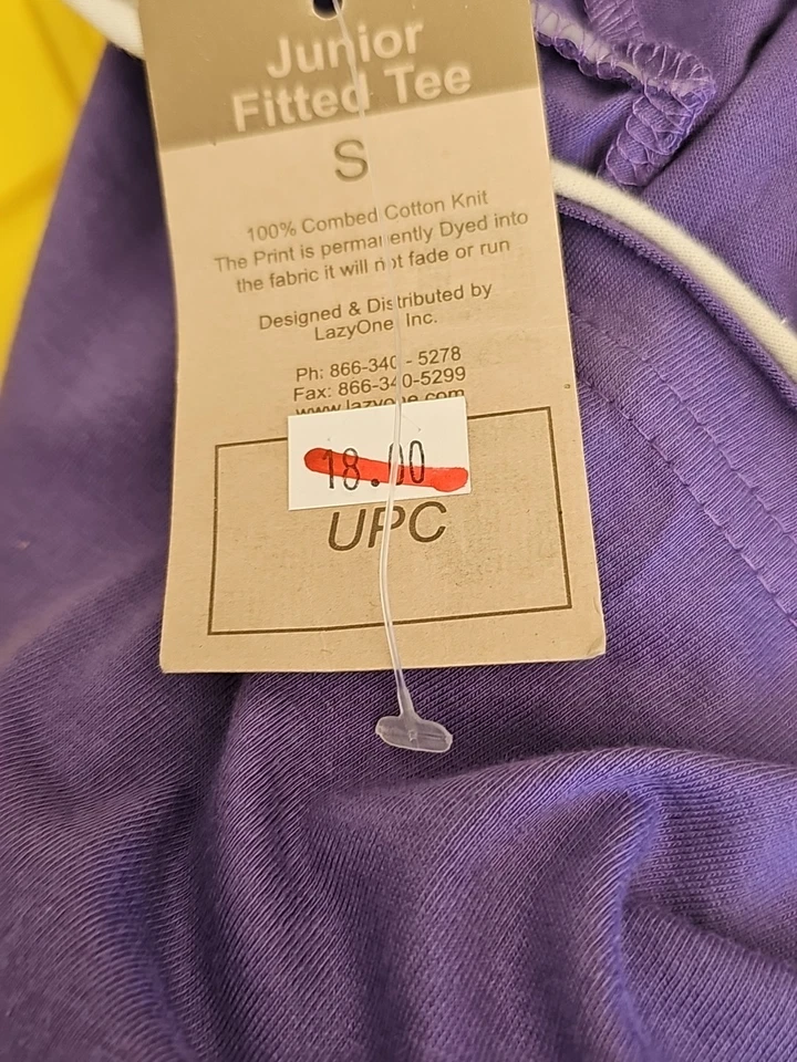 Lazy One Huckle-Beary Purple Pajama Top T-Shirt Women's Size Small  - Image 4 of 4