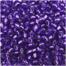 Miyuki Seed Beads Round Size 8/0, 22 Grams, 5 Inch Tube, Silver Lined Purple
