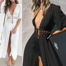 Womens Bathing Suit Cover Up Lace Boho Beach Maxi Summer Bikini Sundress Dress