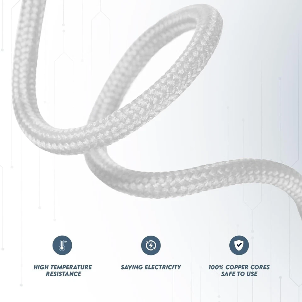 Cable flexible de lámpara de alambre de iluminación con cubierta de tela redonda de 3 núcleos de 10 M/32,8 pies Foto 2 de 4