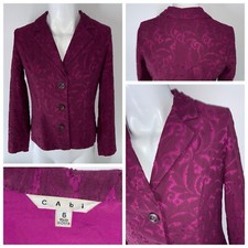 Cabi Blazer Frolic Jacket Women s Sz 6 Plumberry Lace Cotton Nylon YGI S2-176
