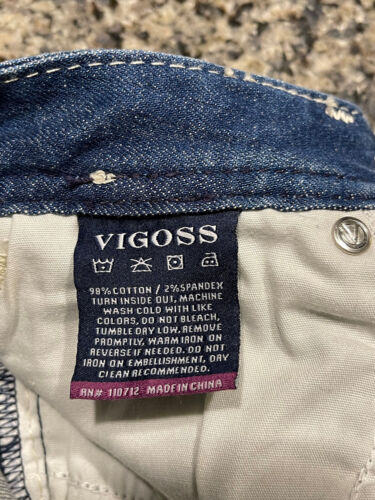 NWT VIGOSS The Dublin Medium Wash Denim Slim Boot Rhinestone Jean Size W25/L33 - Picture 10 of 11