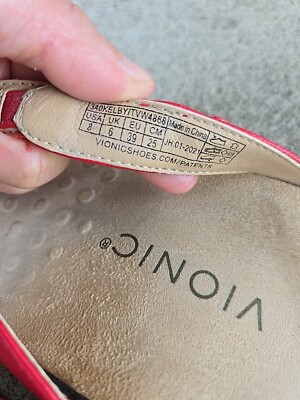 バックル Vionic Kelby Red Leather Flip Flops Size 8 | eBay