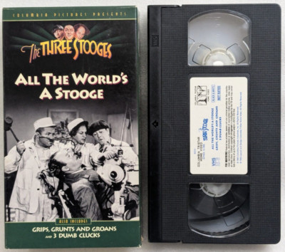 The Three Stooges All the Worlds a Stooge (VHS, 1994, Columbia