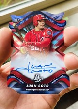 2019 Juan Soto /10 Red Parallel Auto On Card Very Rare Bowman Platinum Die Cut