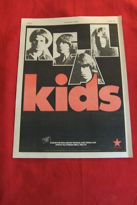 REAL KIDS ORIGINAL 1978 VINTAGE MUSIC PRESS POSTER ADVERT RED STAR RECORDS