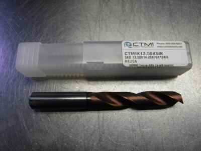 CTMI 13.50mm Coolant Thru Carbide Drill 5xd 13.50x14.00x76x124IK HELICA (LOC3234