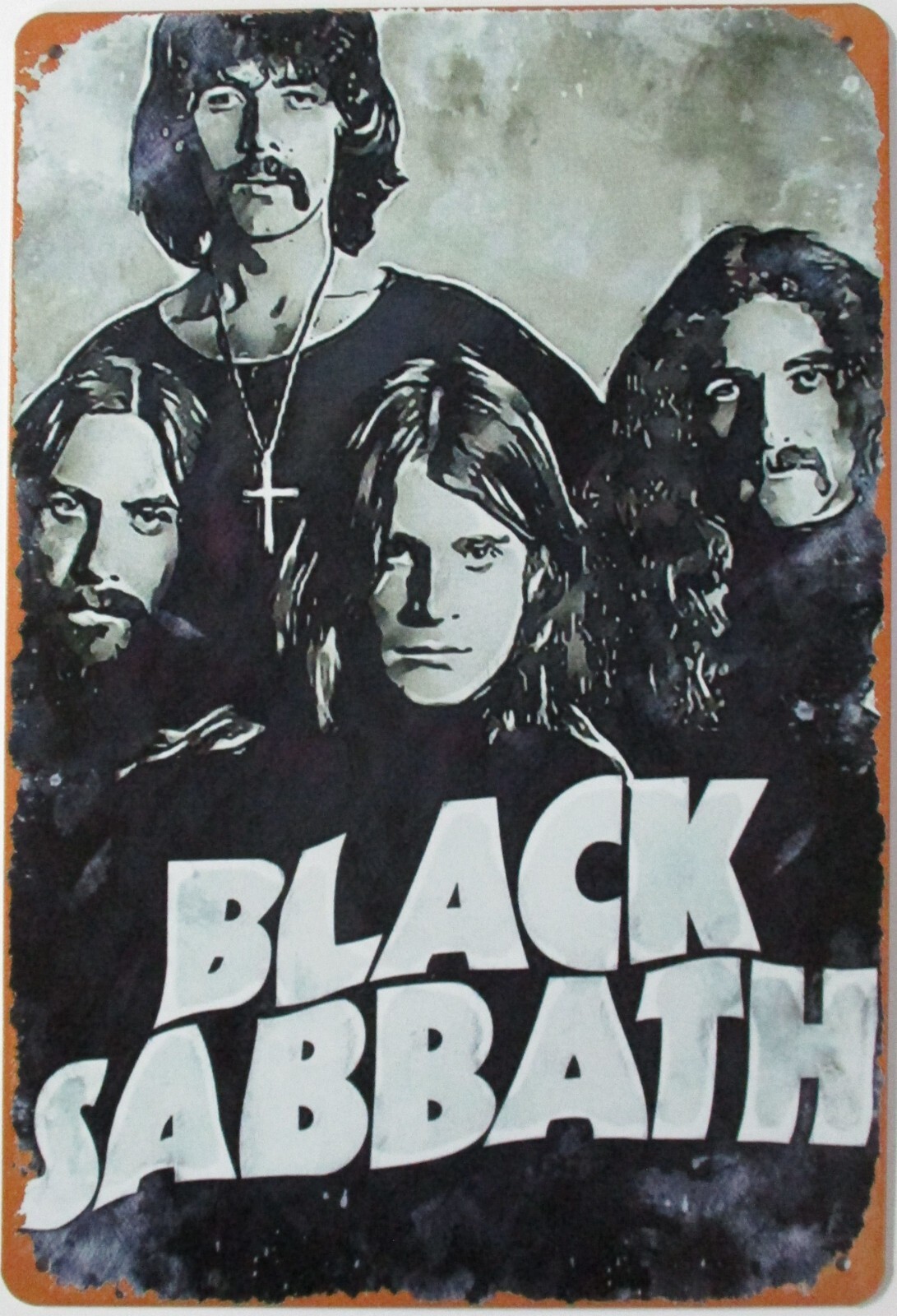 Vintage look  Metal Black Sabbath Tin sign Rock band, Metal band poster
