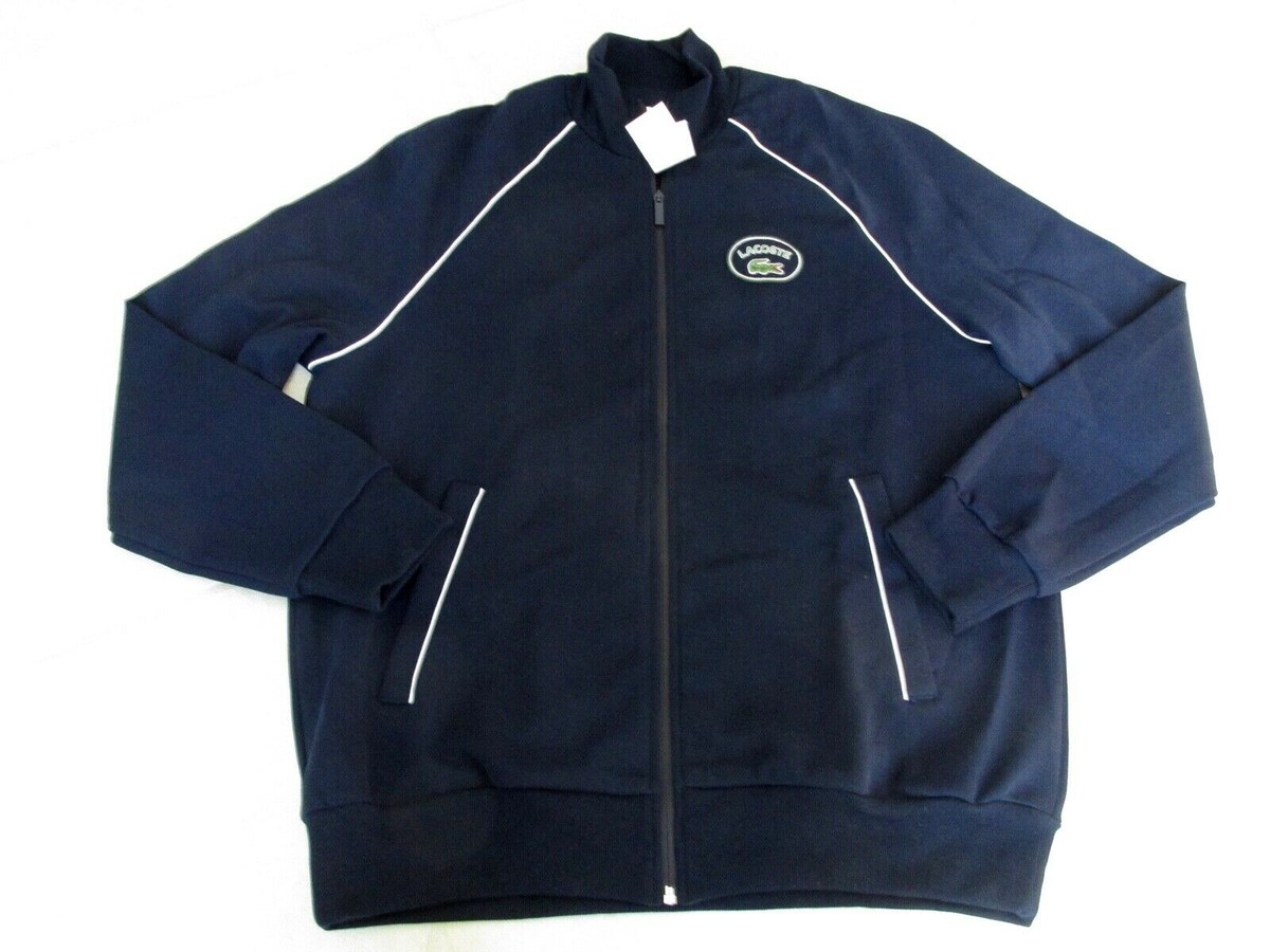 NEW Lacoste Stand-Up Collar Piped Zippered Milano Cotton Track 