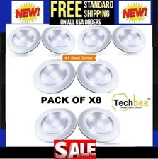 8 Pack Techbee LED Tap Lights wall Wireless Stick On Push Battery Powered Puck 