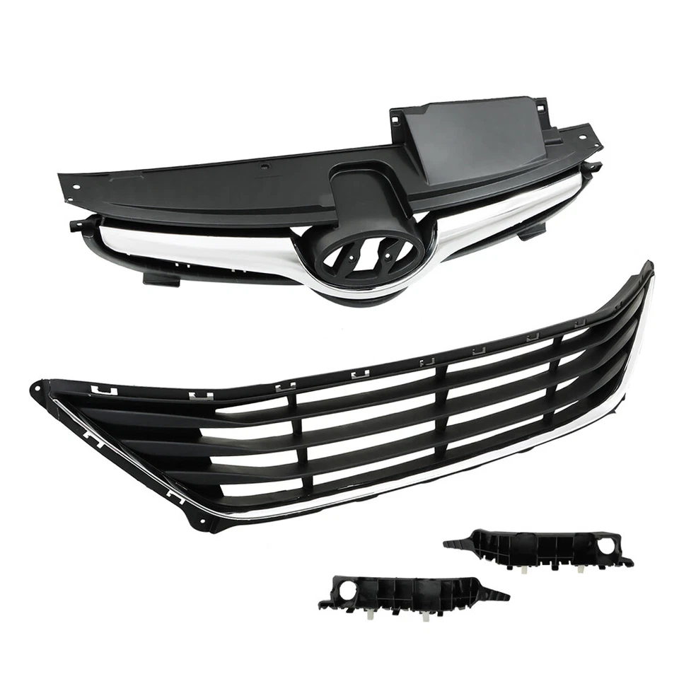 Front Upper Lower Grilles & Bumper Brackets Set For 2014-2016 Hyundai Elantra Foto 3 de 4