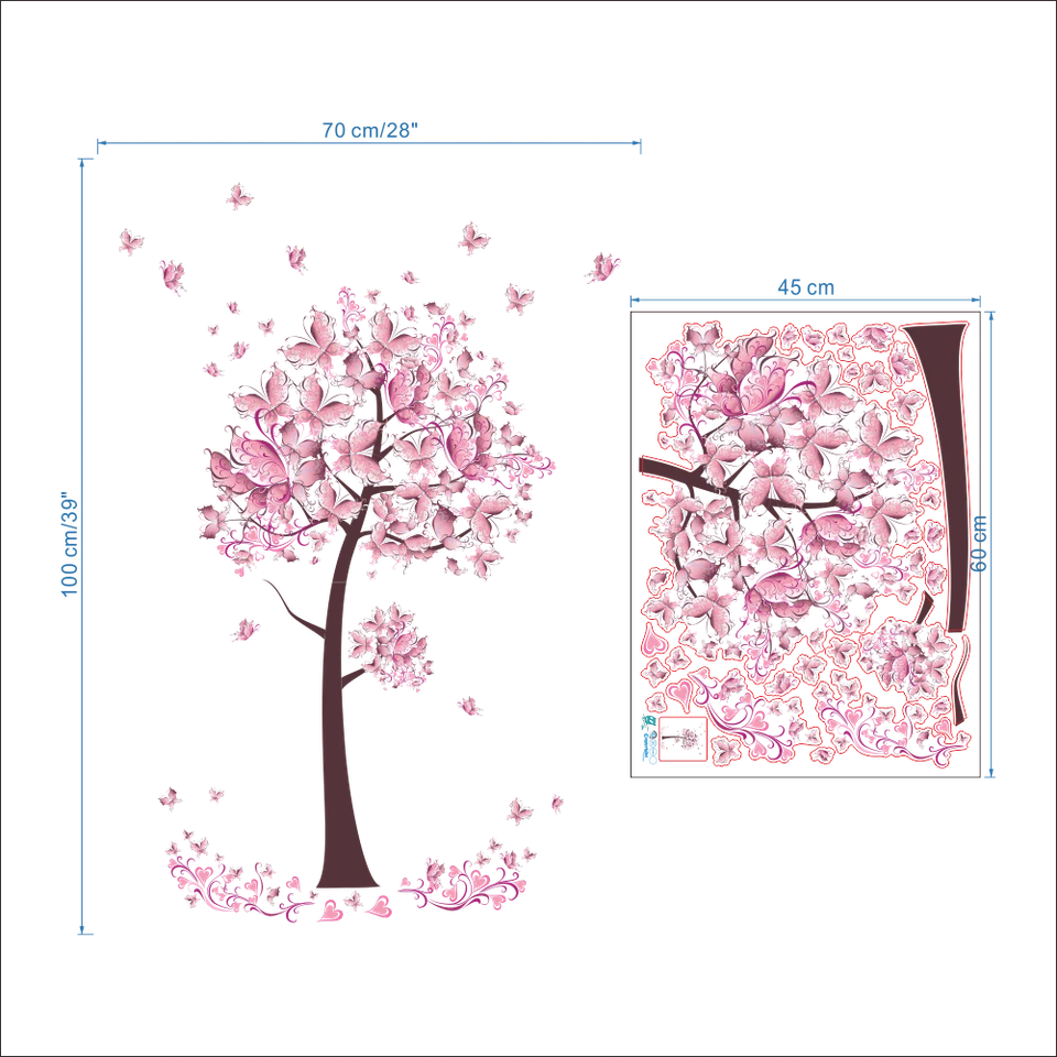 Kinder Schmetterlinge Baum Wandtattoo Wandsticker Wandaufkleber Deko Sticker - Bild 3 von 4