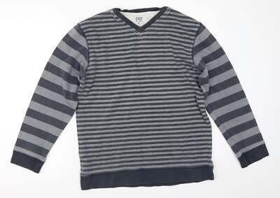 Matalan Herren Sweatshirt grau gestreift Baumwollmischung Größe M