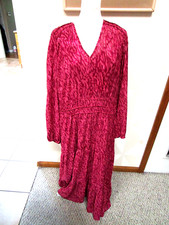 SIMPLY VERA-PINK-ABSTRACT-V NECK-LINED-CHIFFON-MAXI DRESS-SIZE-XXL-NWT-