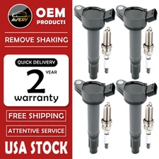 4X Ignition Coil Spark Plug KIT For Toyota Camry RAV4 Avalon L4 2.5L UF487