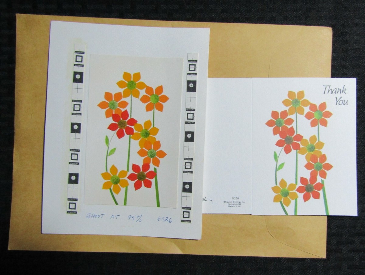 ☺︎(感謝)/6 THANK YOU NOTE Orange & Yellow Flowers 6x7