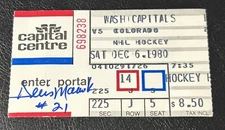 12/6/80 DENNIS MARUK 1G/3PTS Signed TICKET STUB Capitals v Rockies 208 PIM/BRAWL