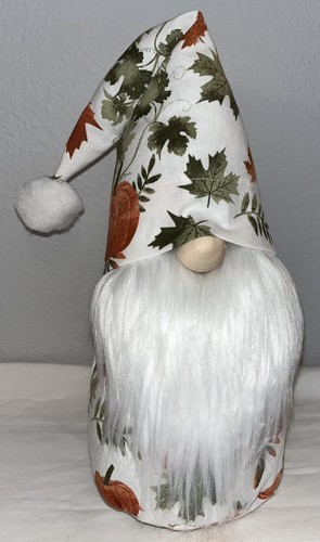 Autumn Fall Halloween Gnome Leaf Pumpkin White Orange Green Weighted 11" x 7" - 第 1/3 張圖片