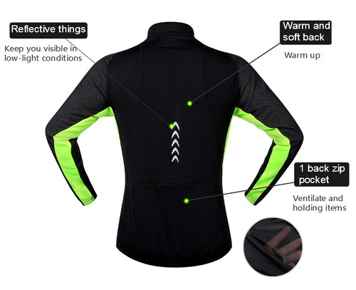 Winter Cycling Jacket Thermal Windproof Waterproof Bicycle Coat Running Jacket - Picture 7 of 20