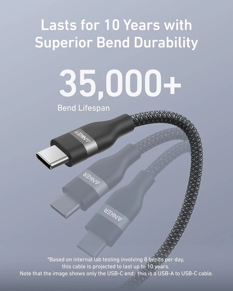 Anker Car Carplay Cable for iPhone 16/15 USB A to USB C Car Charging 3ft Braided - Image 3 of 4