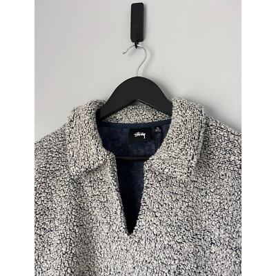 Stussy Wool Blend Sherpa Pullover - Size XL - Cloud Grey Stussy Wool Blend Sherpa Pullover - Size XL - Cloud Grey