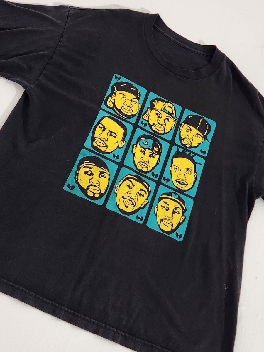 Vintage 1990s Wu Tang Clan Members Face Raised Puff Print