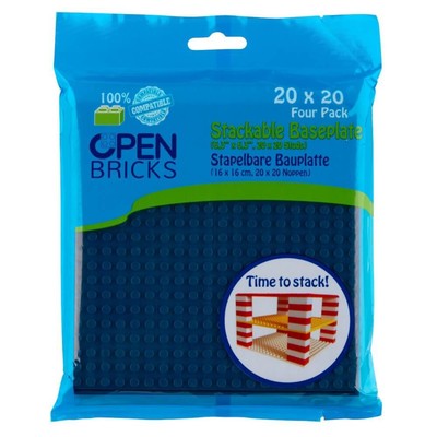 Open Bricks Baseplate 20x20 ocean blue, 4 Stück