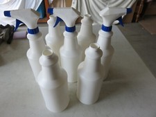 14 units: 32 oz. White Carafe Bottles 28/400 HDPE. Includes 6 sprayer heads.