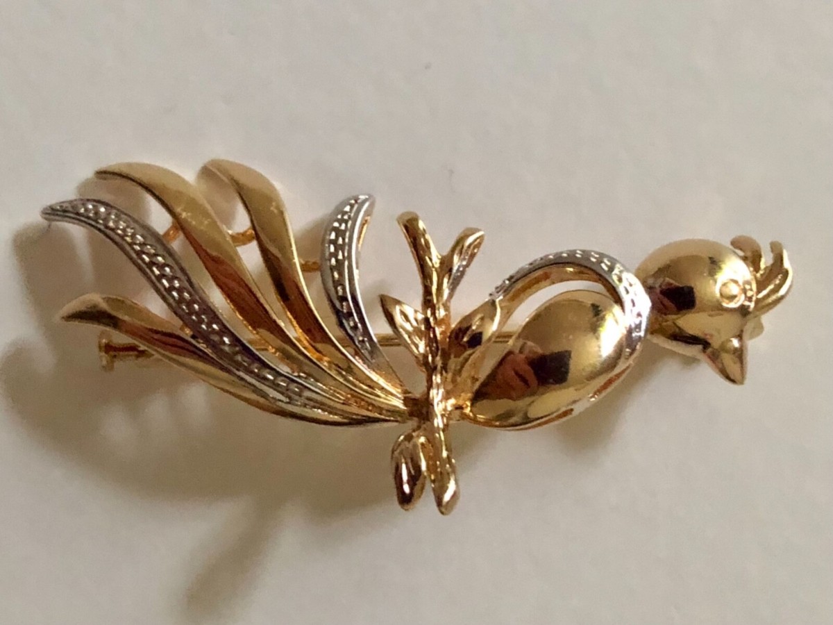 Broche Ancienne GL En Plaqué Or 18k, Vintage, Dorée - Occasion, Bel état, Bijou Rétro