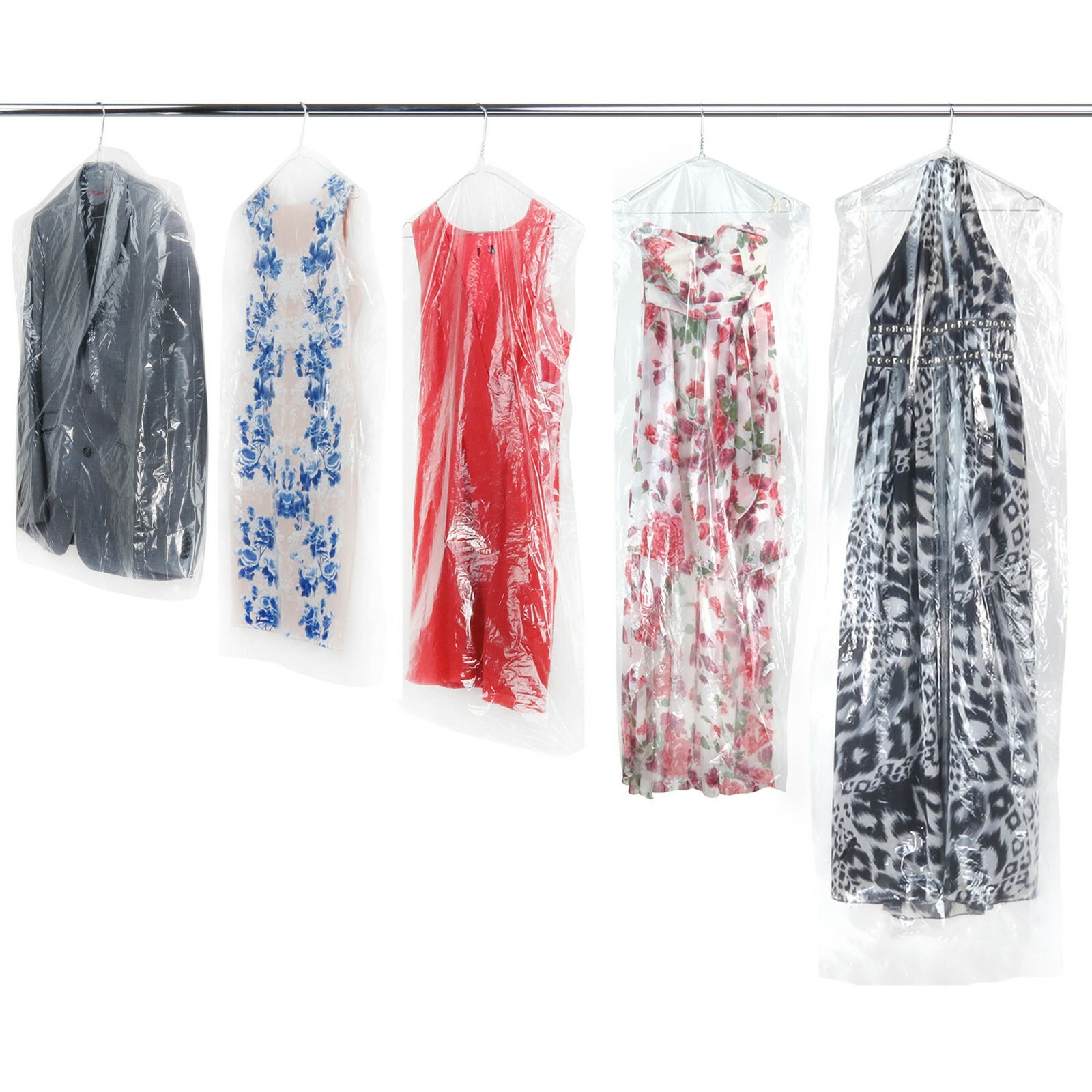 Clear Garment Cover Bags Long Polythene Clothes Suit Dress Dry Cleaner