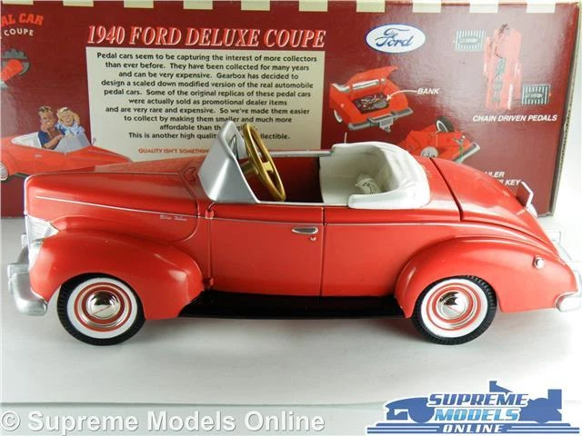 FORD DELUXE COUPE 1940 CAR MODEL 1:24 SIZE GEARBOX 69501 PEDAL CAR RED USA K8 - Image 2 of 4