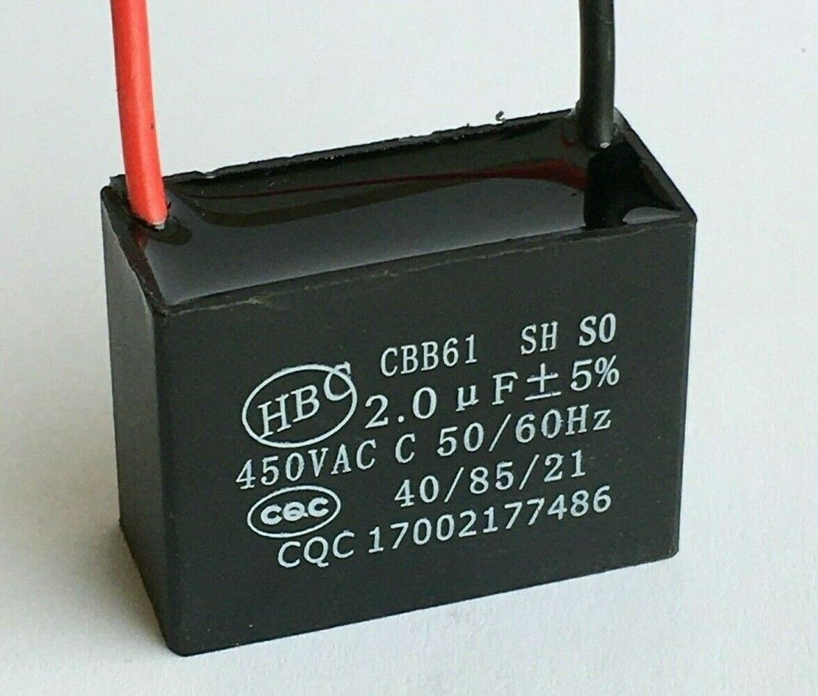 CBB61 Motorkondensator 2uF 450V Anlaufkondensator für Deckenventilator 2µF 450V