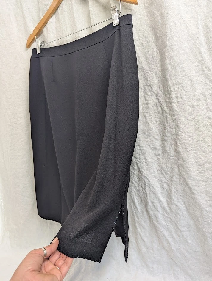 Adrianna Papell Mujer Talla 14 Falda Negra Detalle Cuentas, Años 90 Vintage C14 Foto 3 de 4