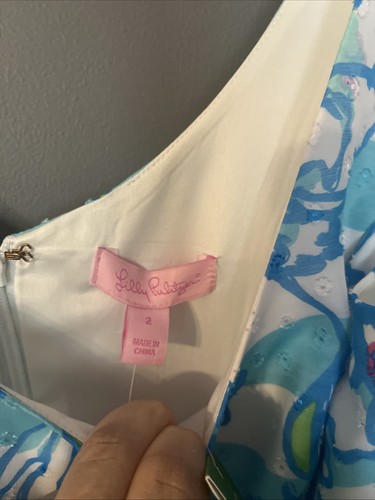 Abito Lilly Pulitzer Posey linea Tossing taglia 2 nuovo con etichetta blu poco profondo con fiori {iii} - Foto 5 di 10